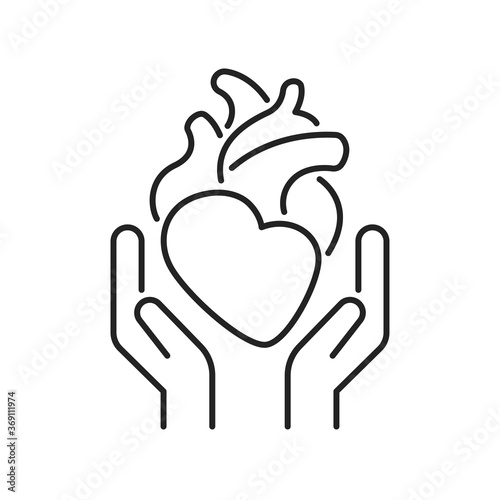 Health care cardiovascular system black line icon. Cardiology. Outline pictogram for web page, mobile app, promo.