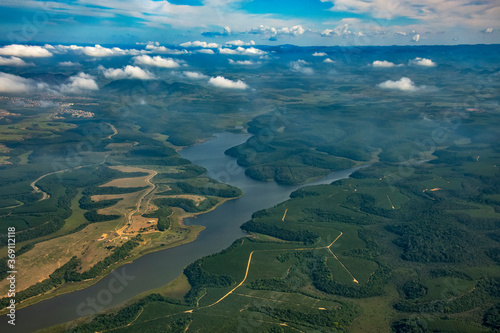 Aerial landscape photographed in Brazil. Picture made in 2019.