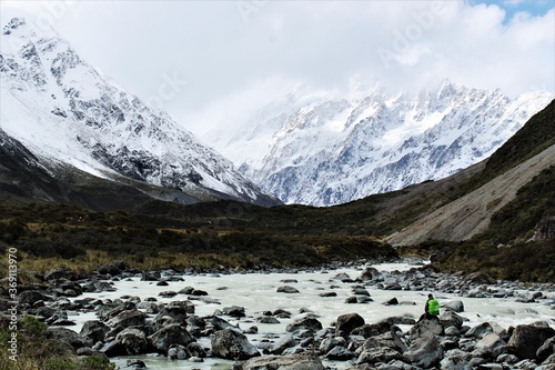 snow covered mountains