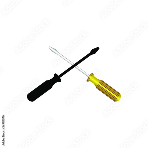 Screwdriver illustration. Sign for online store and website interface, application. Professional and home repair tool icons. Set for construction stores.