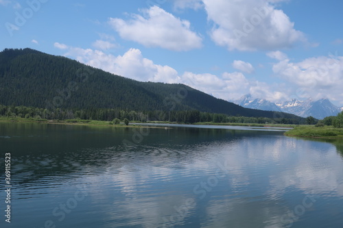 Reflective lake water in Wyoming