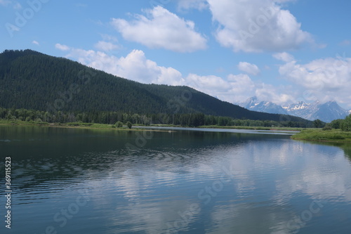 Reflective lake water in Wyoming