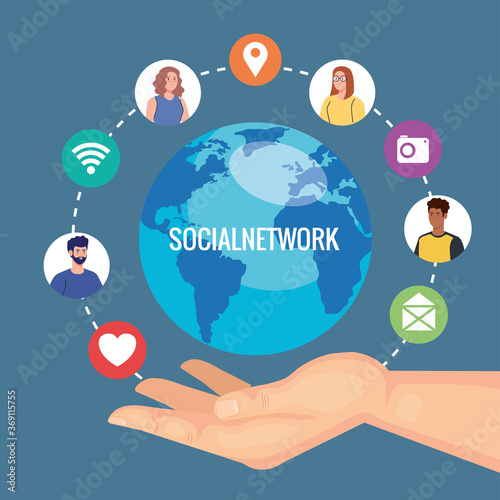 social network, young people connected by digitally, communicate and global concept