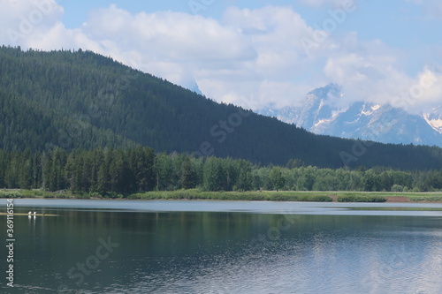 Reflective lake water in Wyoming