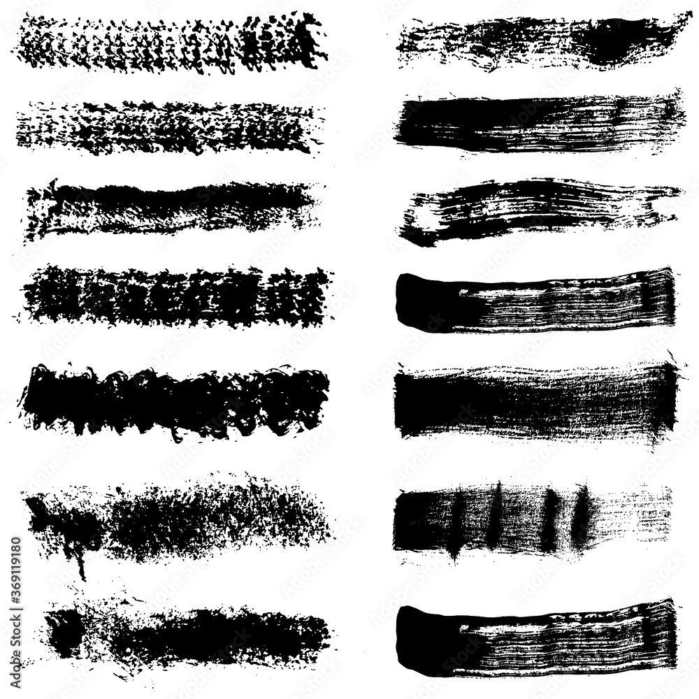 Grunge vector strokes brush set. Black brush strokes on a white background. Grunge vector strokes brush set. Black brush strokes on a white background.