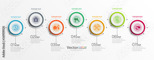 Infographics vector design  template  with 7 options, steps or processes, can be used for workflow layout, diagram, annual report, web design