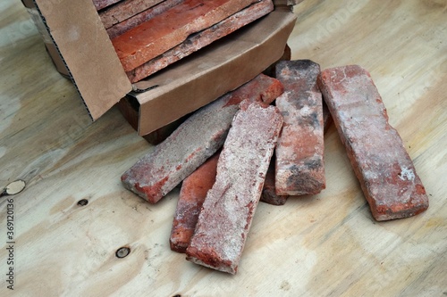 Cut red bricks range prepared to use design
