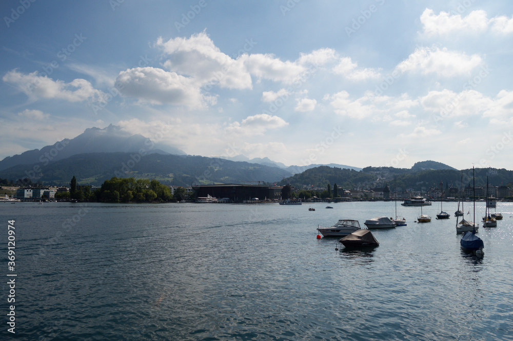Swiss Mountain and Lake Landscape in Lucerne