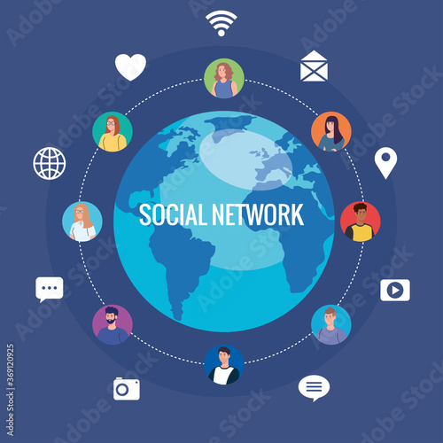 social media network, people connected for digital, interactive, communicate and global concept
