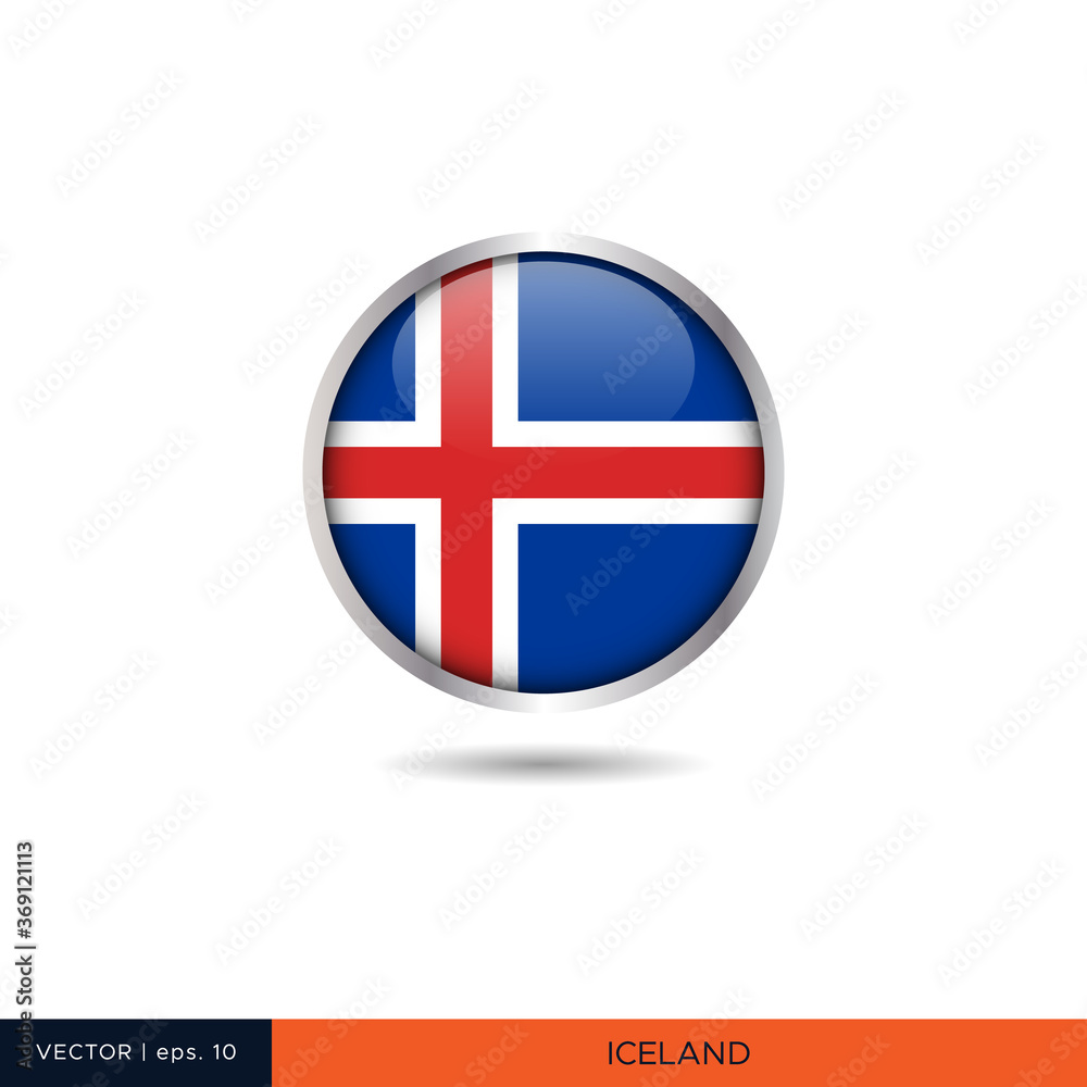Obraz premium Iceland round flag vector design.