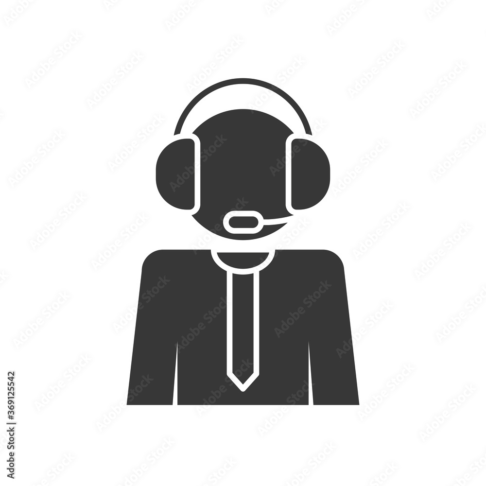 Icon Of A Man With A Headset From The Technical Support, silhouette style Icon Of A Man With A Headset From The Technical Support, silhouette style