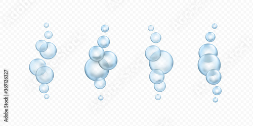 Underwater light blue fizzy bubble. Vector.