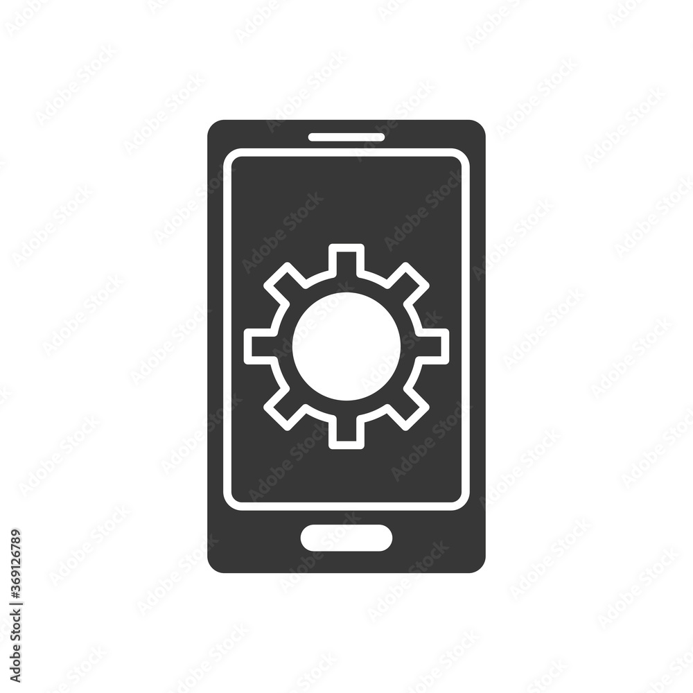 technical service concept, cellphone with gear wheel icon, silhouette style technical service concept, cellphone with gear wheel icon, silhouette style