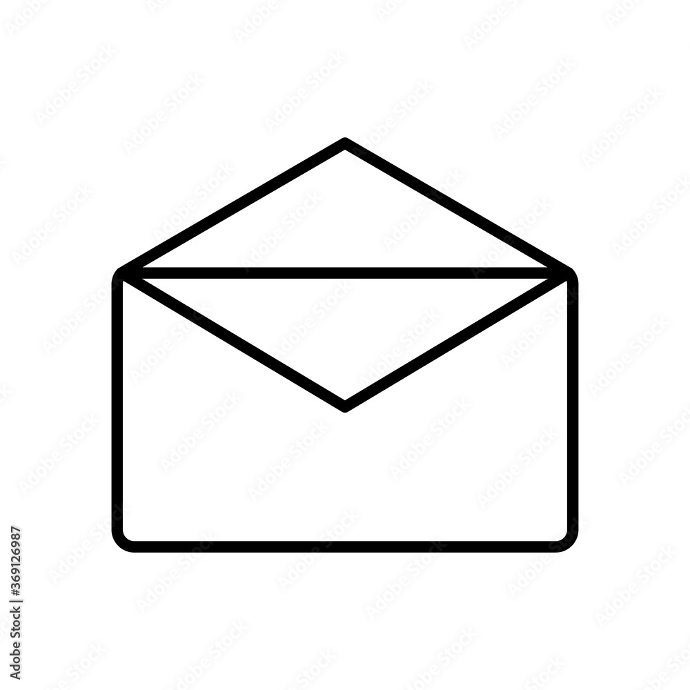 open envelope icon, line style