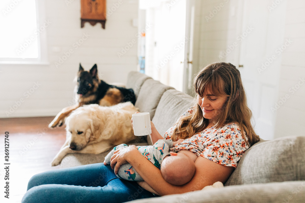 Caucasian mother breastfeeding her infant Caucasian mother breastfeeding her infant