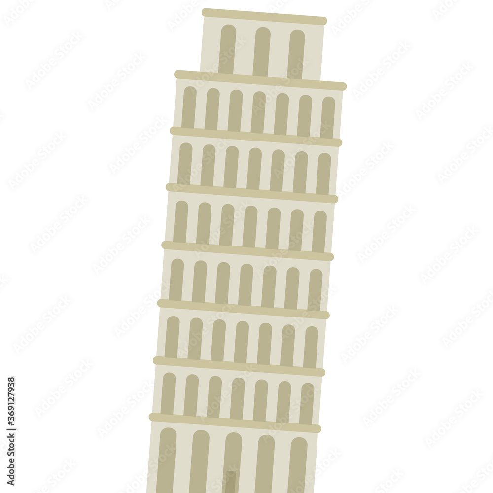 Leaning Tower of Pisa on a white background