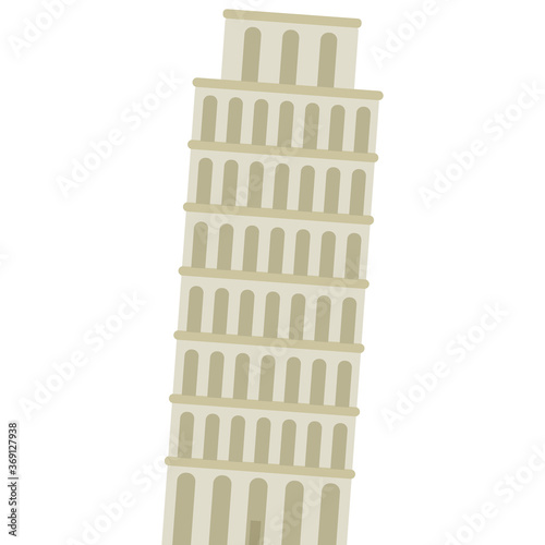 Leaning Tower of Pisa on a white background