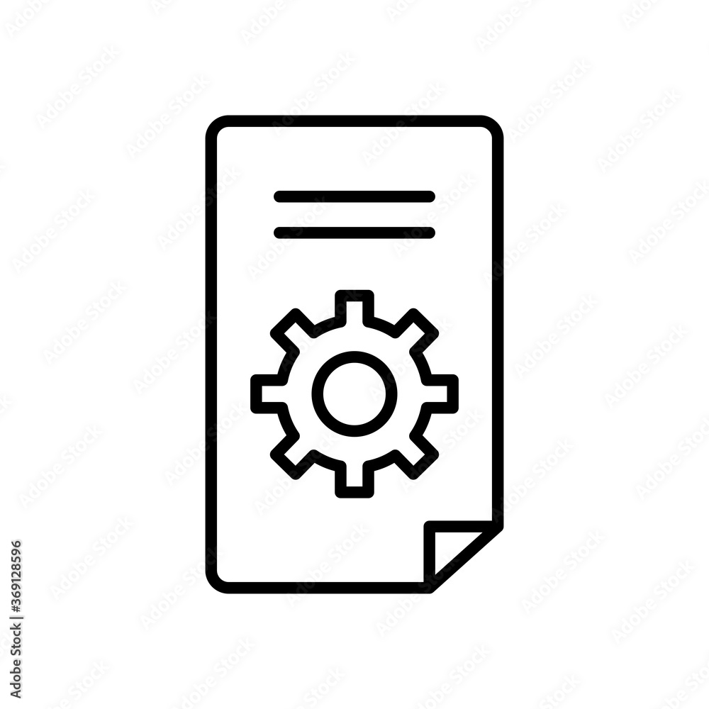 technical service concept, document page with gear wheel icon, line style technical service concept, document page with gear wheel icon, line style