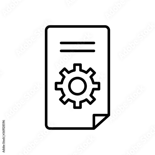 technical service concept, document page with gear wheel icon, line style