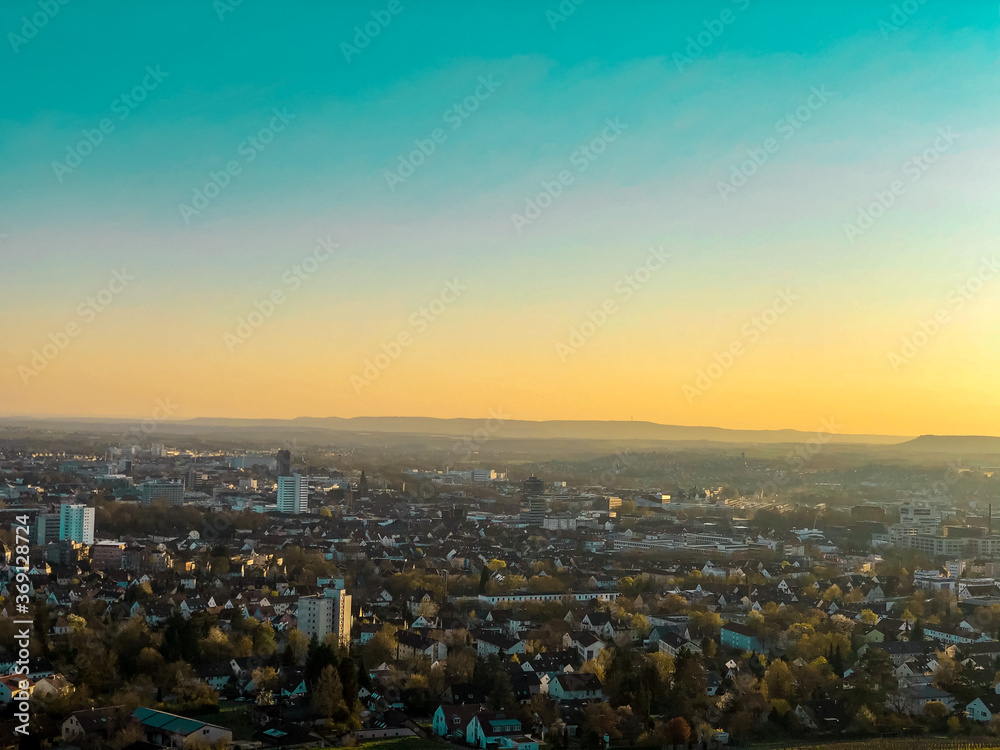 sunset over the city