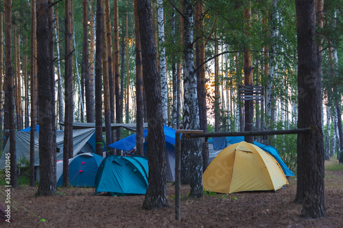 rest with tents in the forest