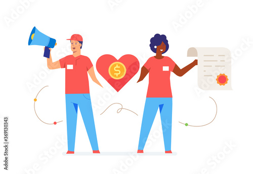Activists call for help illustration. Activist, policy, volunteer, protest. Flat illustration Icons infographics. Landing page site print poster. Eps vector.