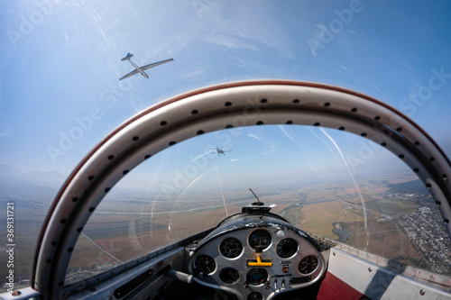 View from cabin of a glider photo