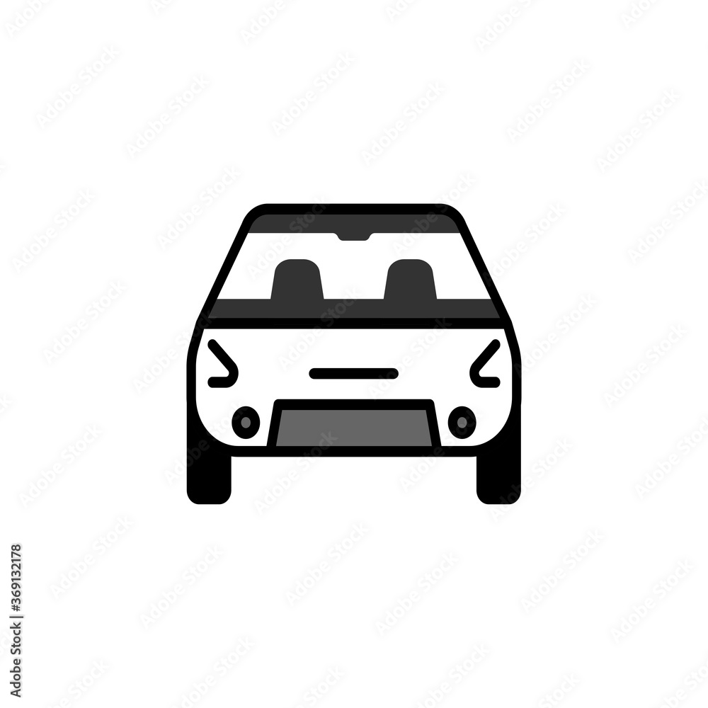 Car vector icon. Isolated simple front car logo illustration.