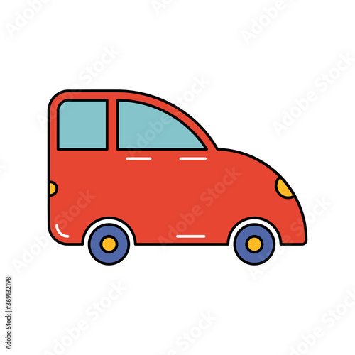 Car cartoon sticker in retro style on white background  vector illustration for travel theme.