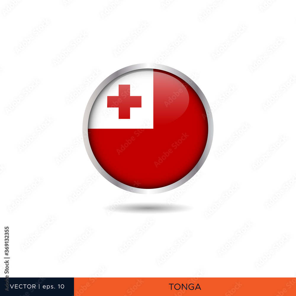 Tonga round flag vector design. Tonga round flag vector design.