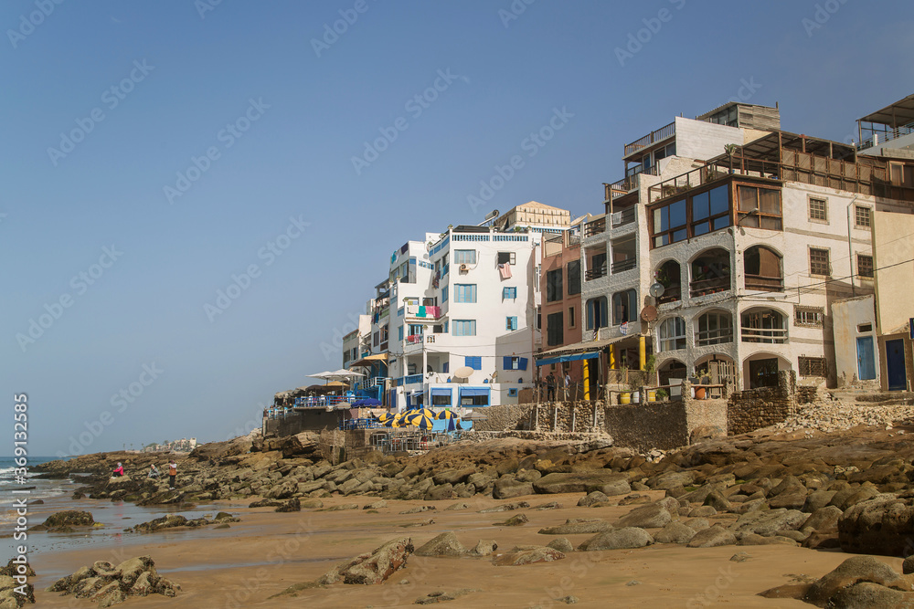 photo houses on the Atlantic ocean in a Moroccan village called tarazought near city Agadir Morocco 