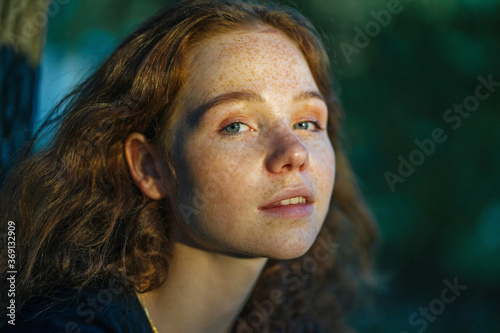 portrait of red-headed freckled girl