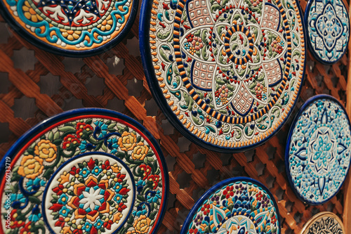 Ceramic plates with Muslim engravings.
