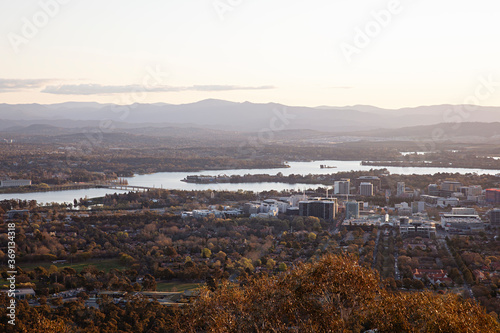 Sunset over Australia's Capital - Canberra. Taken from Mount Ainslie Lookout photo