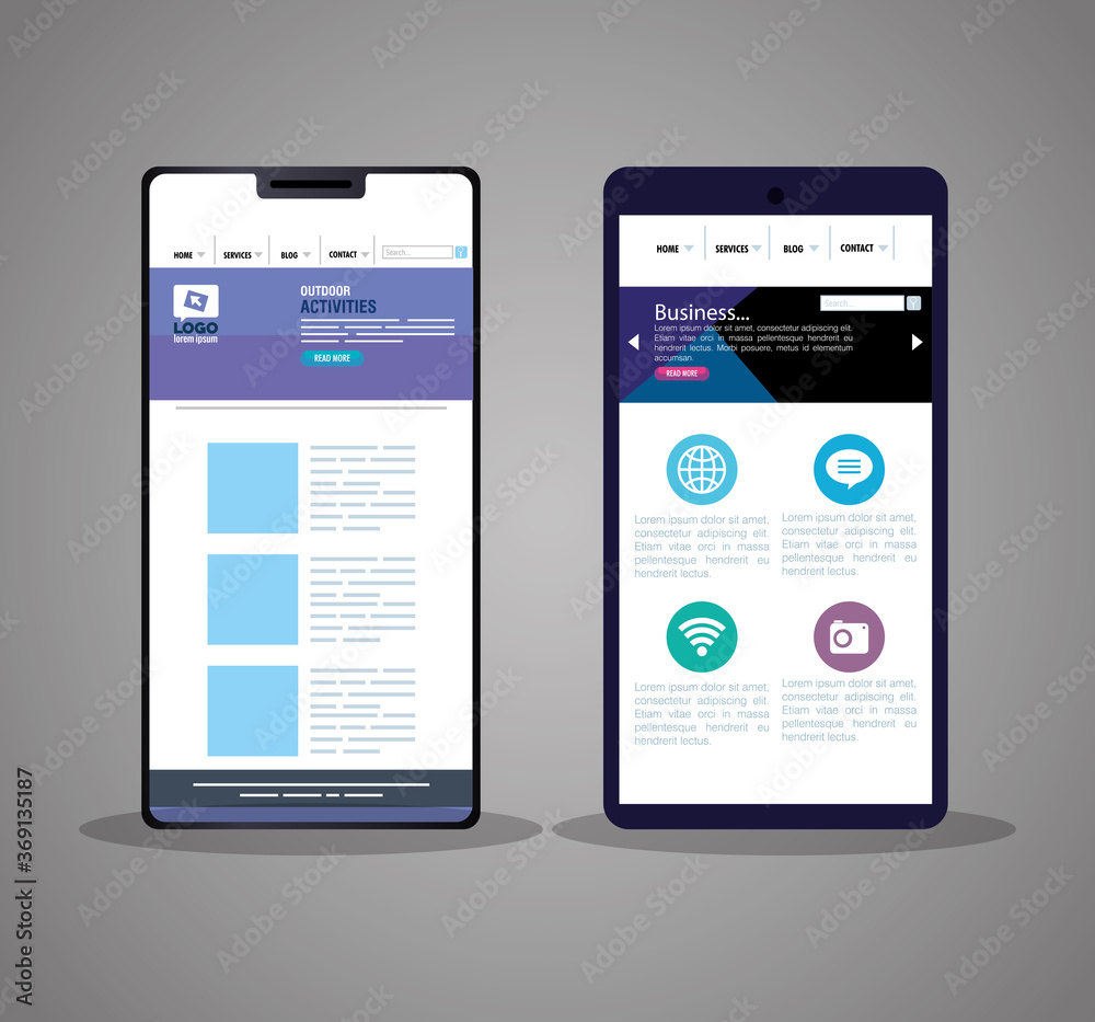 mockup responsive web, concept website development in different smartphones mockup responsive web, concept website development in different smartphones