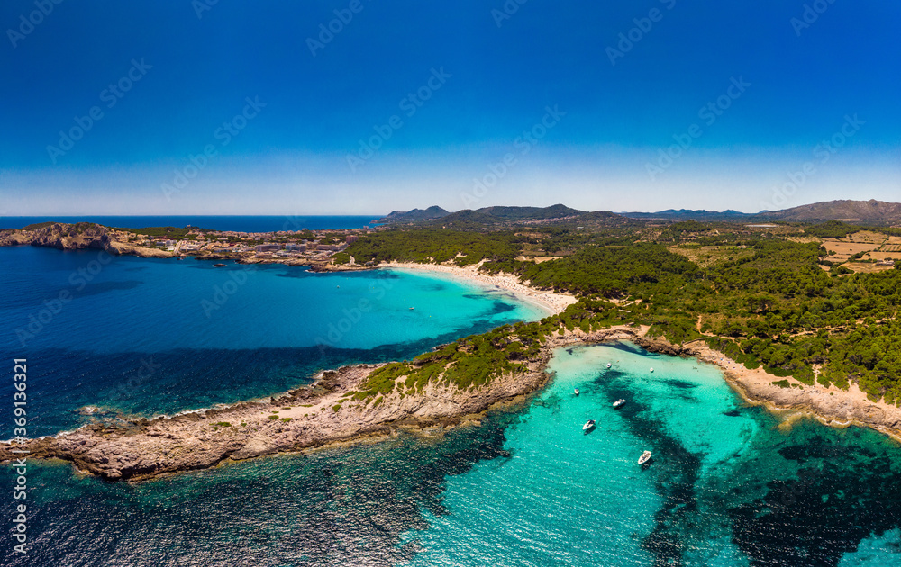 Fototapeta premium Cala Agulla sand beach Spain, Balearic Islands, Mallorca, Cala Rajada