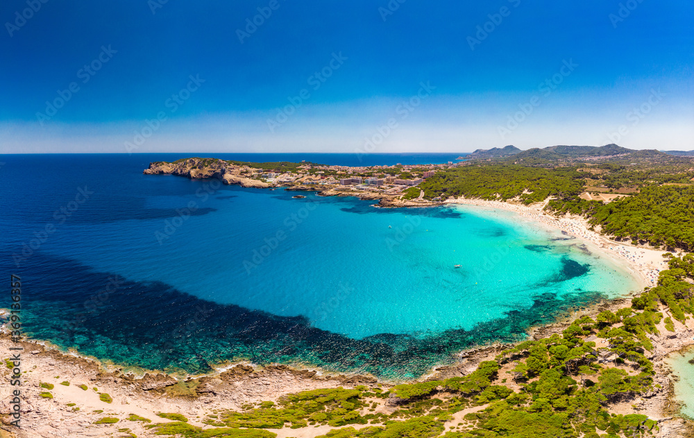 Fototapeta premium Cala Agulla sand beach Spain, Balearic Islands, Mallorca, Cala Rajada