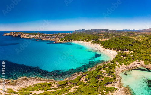 Fototapeta Naklejka Na Ścianę i Meble -  Cala Agulla sand beach Spain, Balearic Islands, Mallorca, Cala Rajada