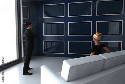 Living home interiors, original 3d rendering and models