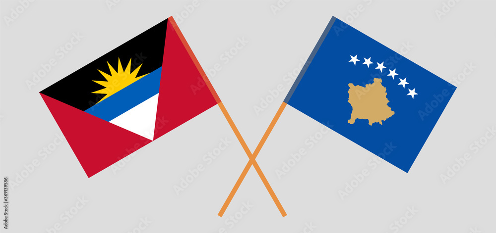 Crossed flags of Antigua and Barbuda and Kosovo Crossed flags of Antigua and Barbuda and Kosovo