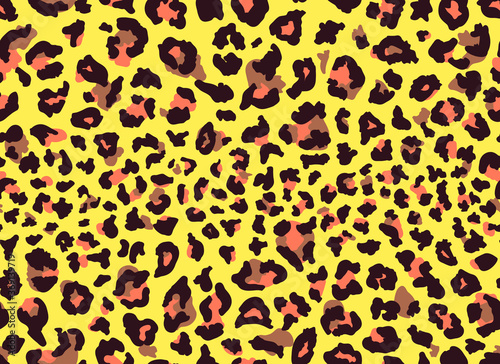 Seamless leopard fur pattern. Fashionable wild leopard print background. Modern panther animal fabric textile print design. Stylish vector color illustration