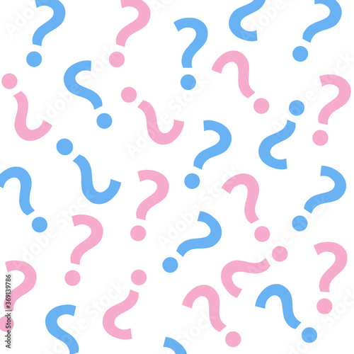 Dự đoán giới tính em bé của bạn bằng nền hồng xanh pastel đẹp mắt và hình chấm hỏi đầy tò mò. Hãy cùng xem xét một số ý tưởng thú vị cho buổi tiệc của bạn với bức ảnh này nhé!