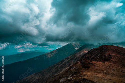 Mountains under the clouds