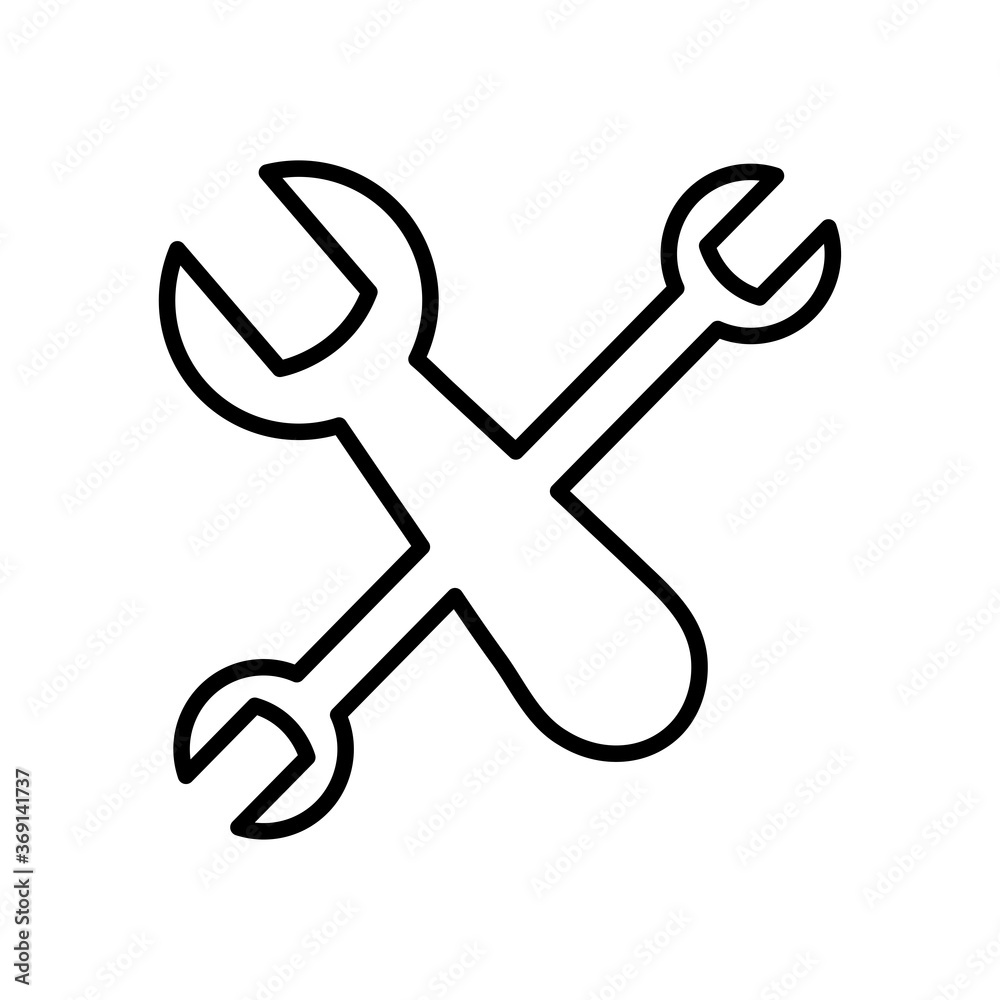 technical tools crossed, line style technical tools crossed, line style
