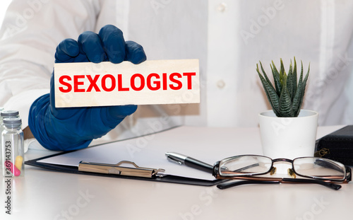 Sexologist word cloud concept on grey background photo