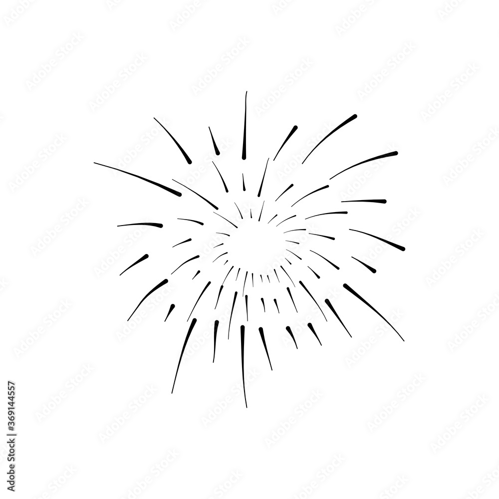 Fototapeta premium round burst of fireworks, silhouette style