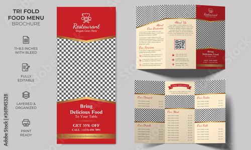 Vector Tri-fold Food Menu Brochure Template