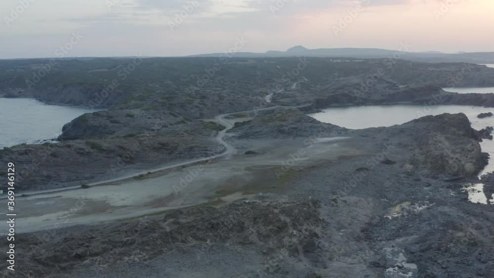 Aerial View Of Rocky Part Of The Coast With Road Aerial View Of Rocky Part Of The Coast With Road