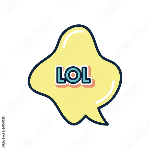 slang bubbles concept, yellow bubble with lol word, flat style