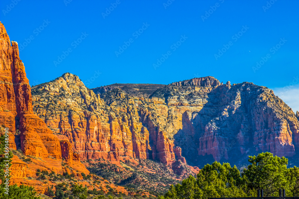 Cliffs On Red Rock Mountain In Desert